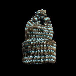 Brand New | Green - Blue Striped with Pom | Hand-knit Beanie by BECB Streetwear